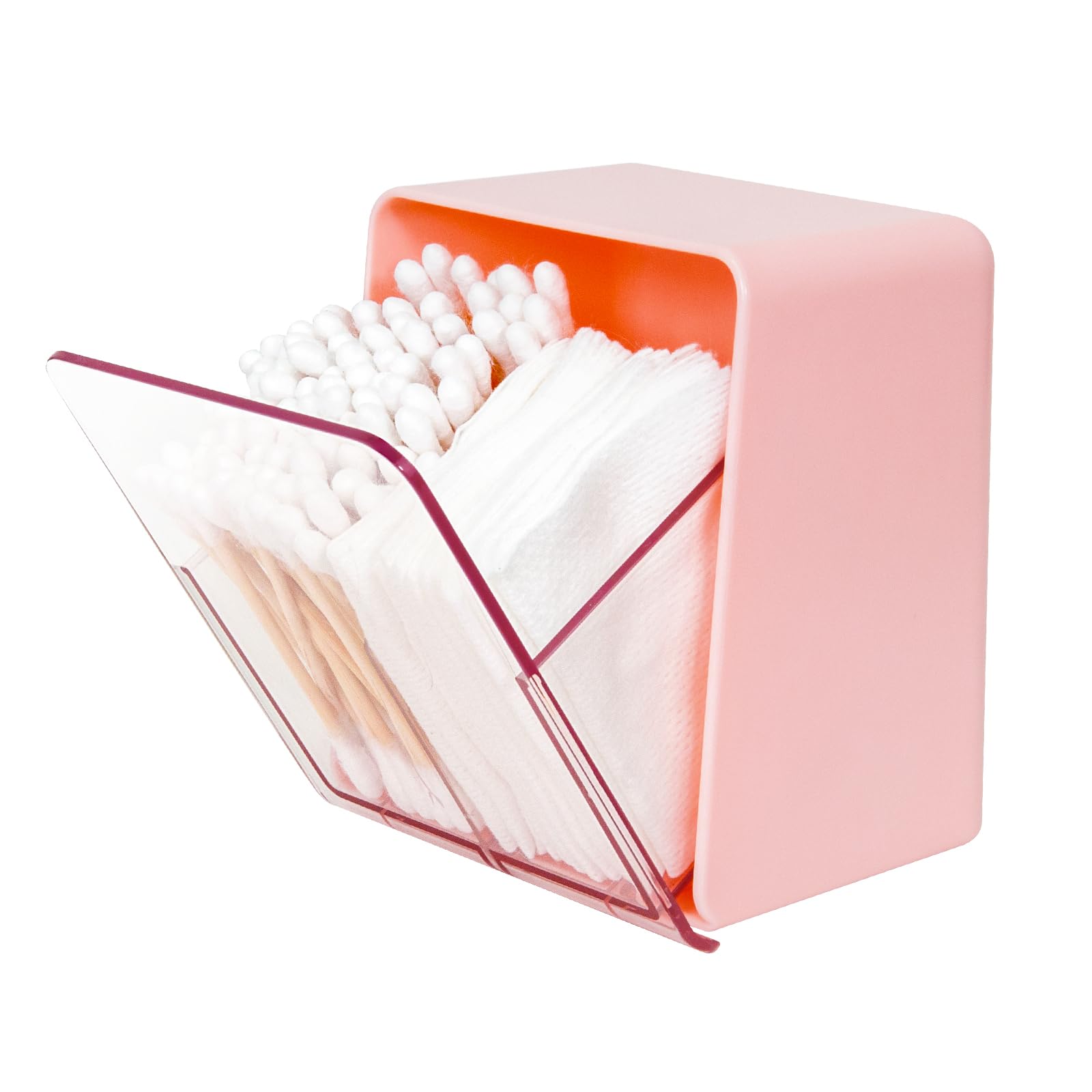 Q tip Holder with 2 Compartments Plastic Cotton Swab Holder Clear Qtip Organizer in Home Bathroom for Cotton
