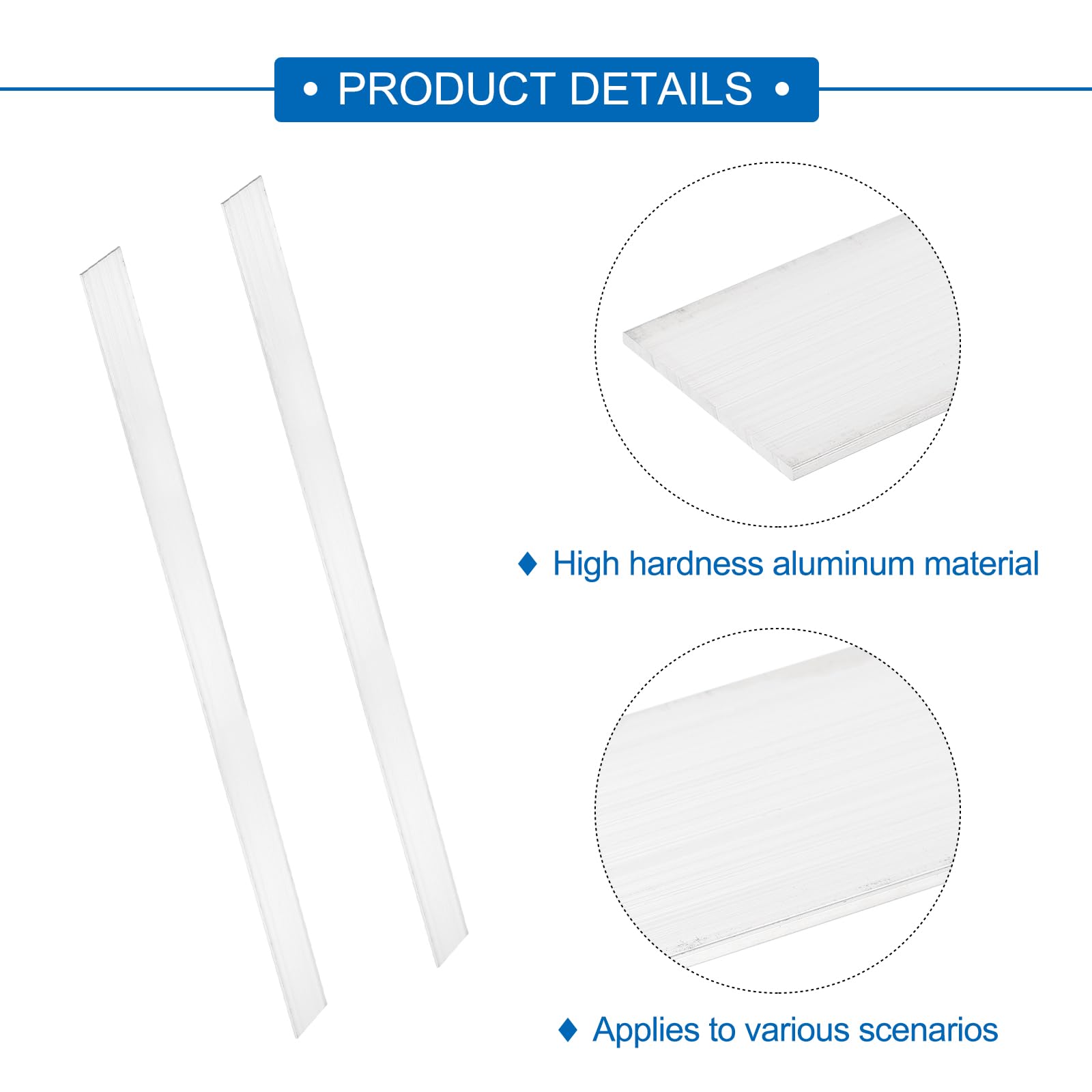 QUARKZMAN 6 Stück Alu Flachprofil 2 x 30mm Aluminium Leisten Flach 406.4mm Länge 6061 Quadratische Aluminium Profile Massiv Neu Walzlagersilber für Industriegebäude Konstruktion Silber