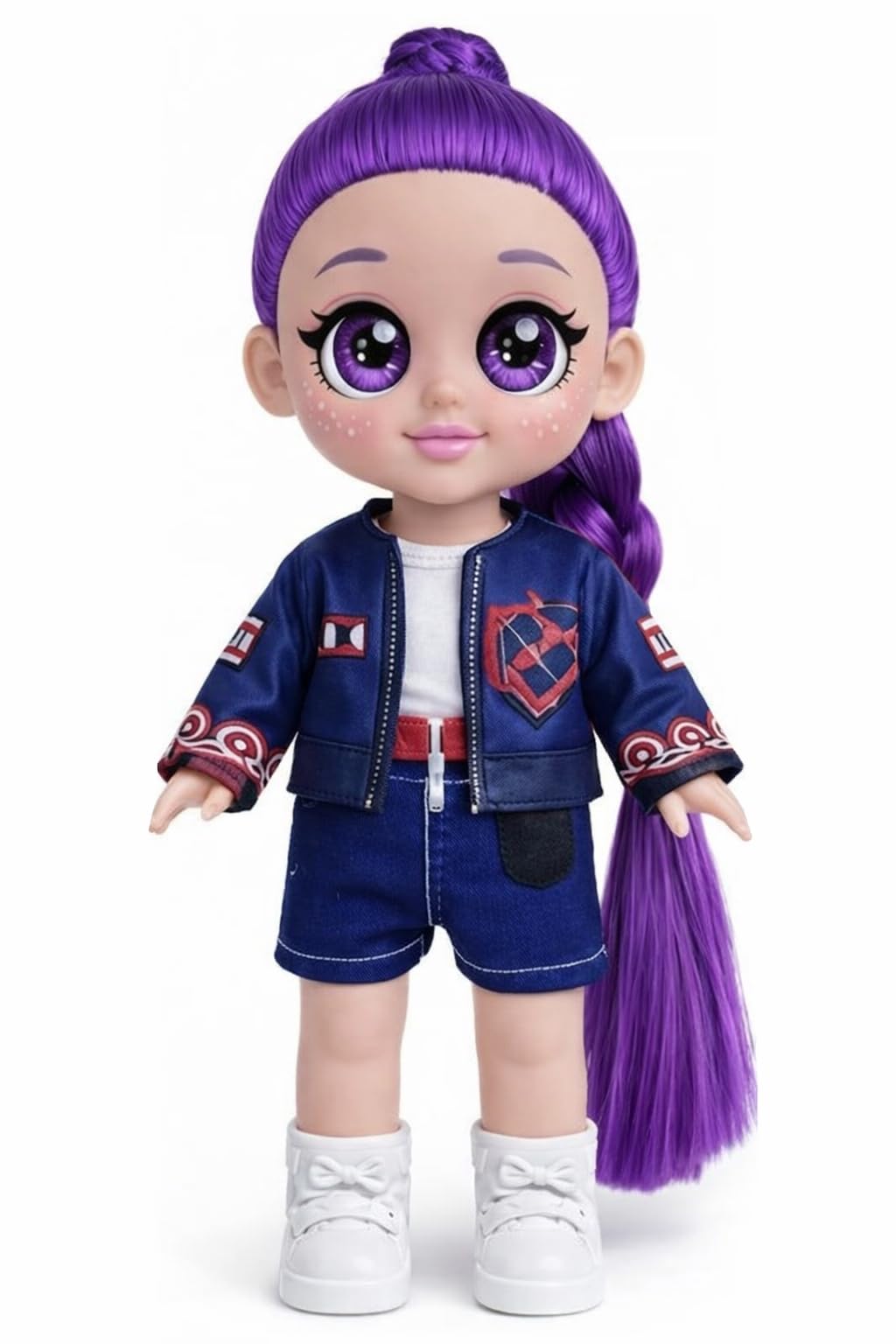 FUFUFA Muñeca de dibujos animados cantando de 26 cm con ojos 5D, muñeca de personaje de moda con compañero tigre azul, para fans de muñecas, regalos de cumpleaños