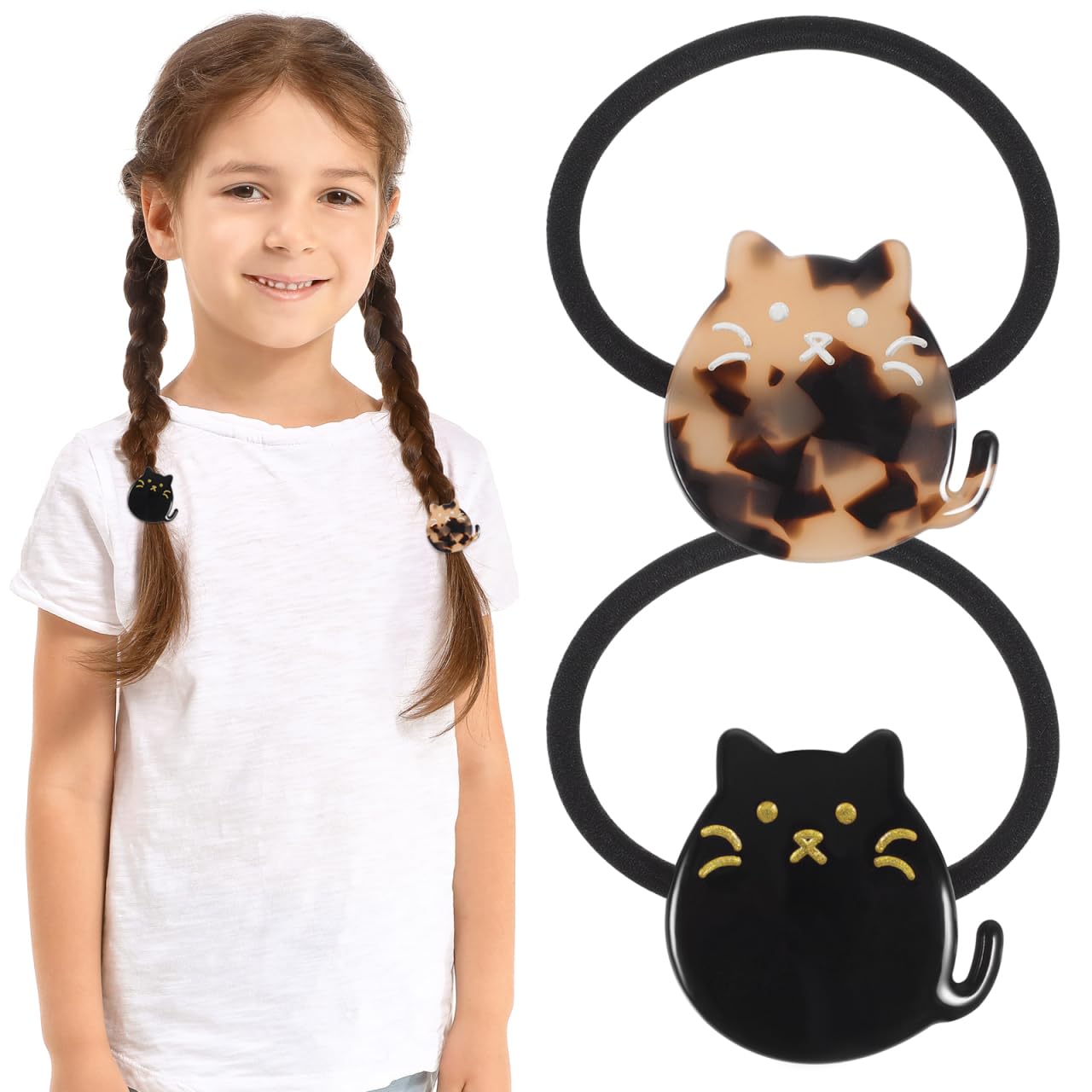FRCOLOR Cat Hair Ring Elastic Ponytail Holders Set Cute Hair Accessories for Girls and Women Lightweight Styling Bands for Everyday Use and Kids Photos - Image 2