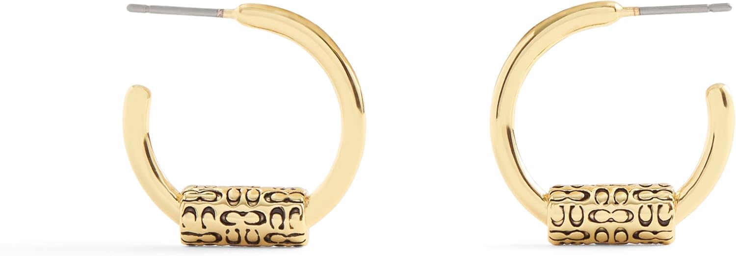 COACH Women's Signature Quilted Tube Huggie Earrings