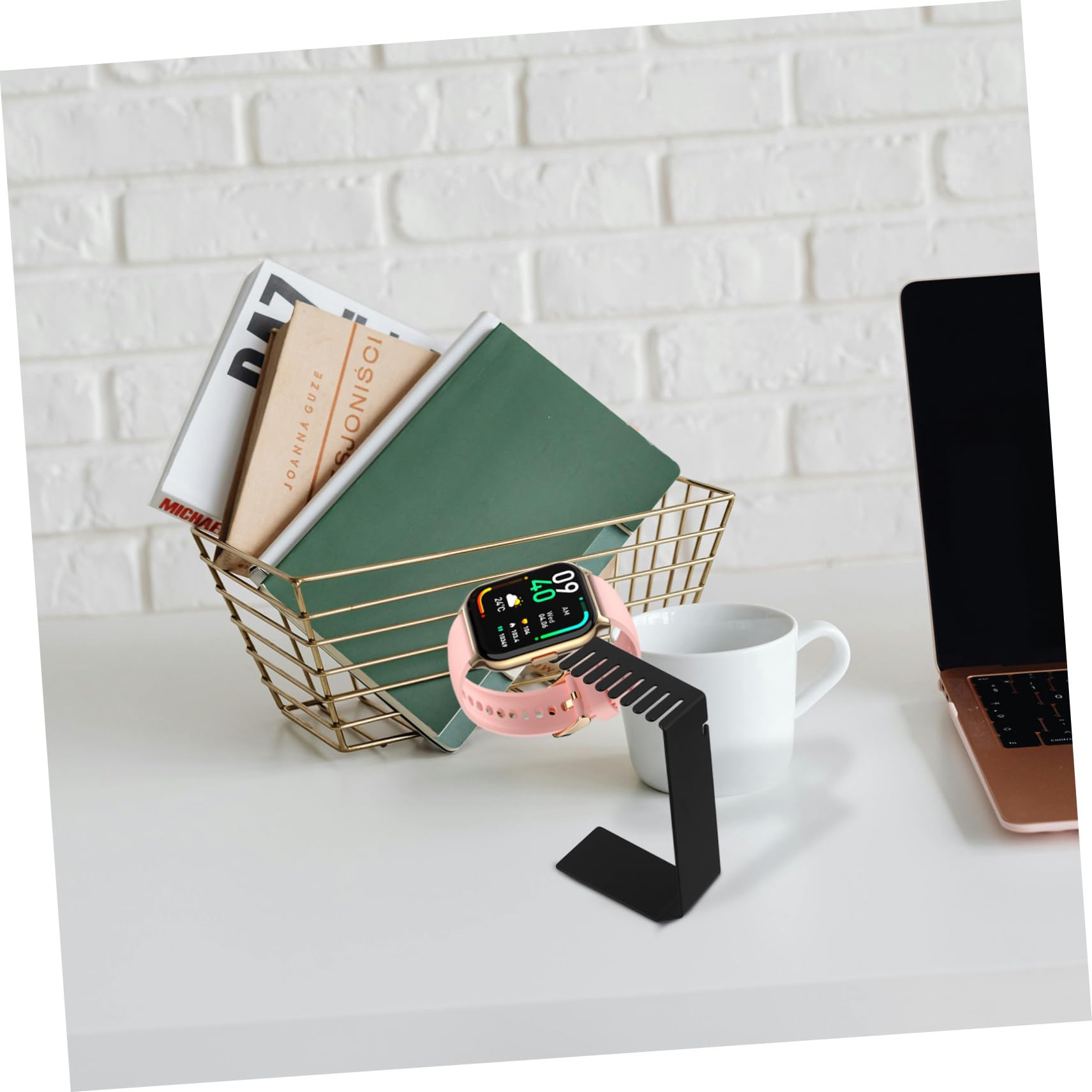 NUOBESTY Caricabatteria Per Smartwatch Con Supporto Per Cinturini Orologio Base Ricarica Per Scrivania Espositore Per Accessori Nero