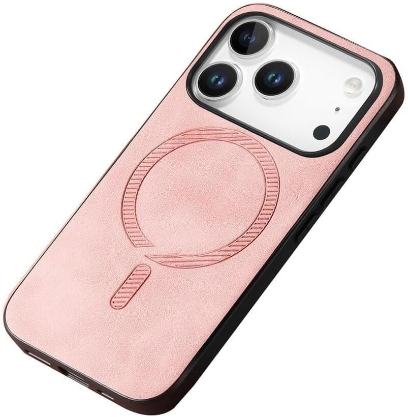 Slim Magnetic Case for iPhone 17/17 Air/17 Pro/17 Pro Max, Solid Color Anti-Skid Shockproof Cover, Wireless Charging Support & Strong Magnet(Pink,17 Pro Max)