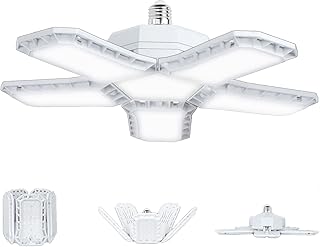 Lâmpadas LED para garagem 80 W E27 - equivalente a 650 W incandescente, 9000 lúmenes - luz branca dia 6500 K - lâmpada decorativa com 5 painéis ajustáveis (embalagem de 1)