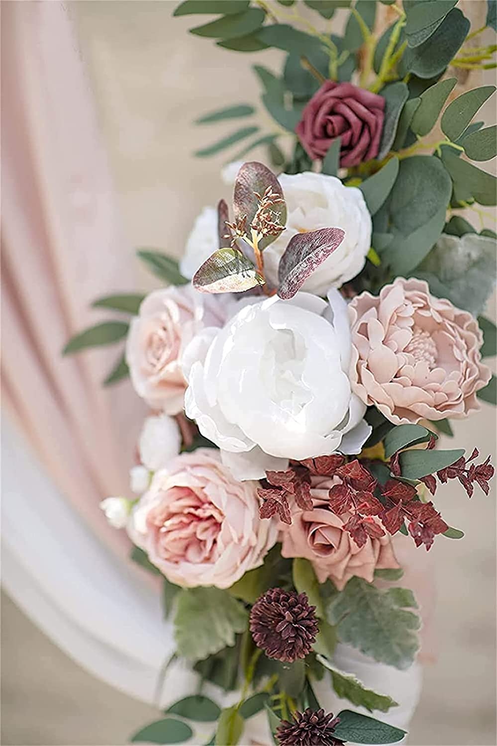 Künstlicher Hochzeitsbogen, Blumen- und Vorhänge-Set, for selbstgemachte Hochzeitszeremonie, Empfang, Laube, Hintergrund, Party-Dekoration(Pink B)