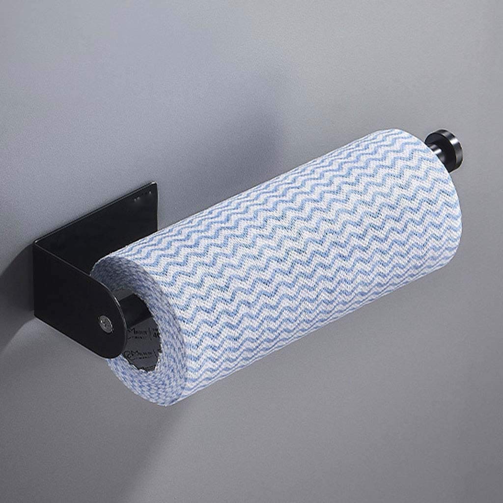 A Parete Supporto di Carta igienica, Nero Parete Multifunzionale in Acciaio Inox portasciugamani Bagno Titolare Carta(26 * 9 * 7.5cm.)