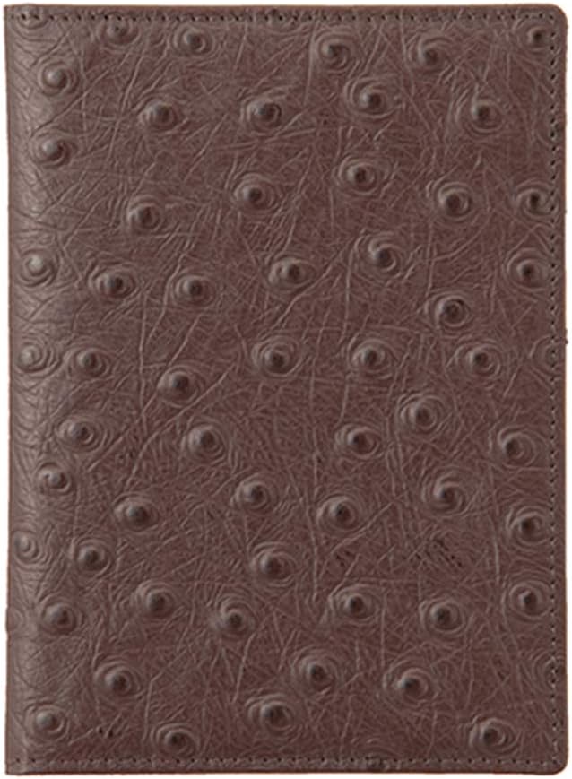 OROM PASSPORT HOLDER ostrich pattern leather travel wallet for men and women RFID blocking (brown)
