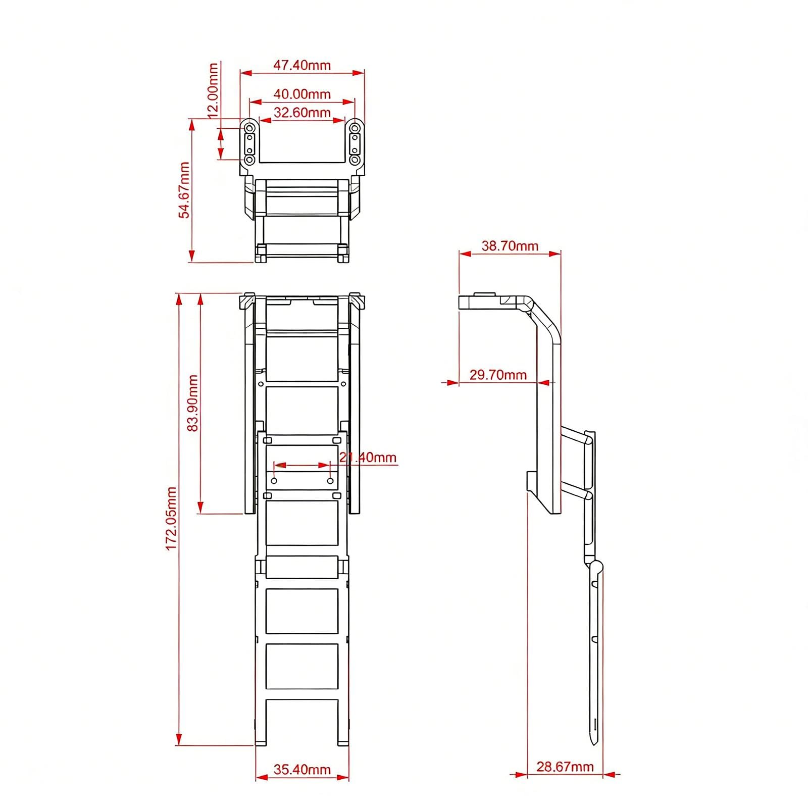 Fenteer Escaleras para Coche RC Crawler 1/10, miniescaleras, modificación, simulación, Mejora del Rendimiento, Accesorios de Bricolaje, Escalera para, Negro, Style B