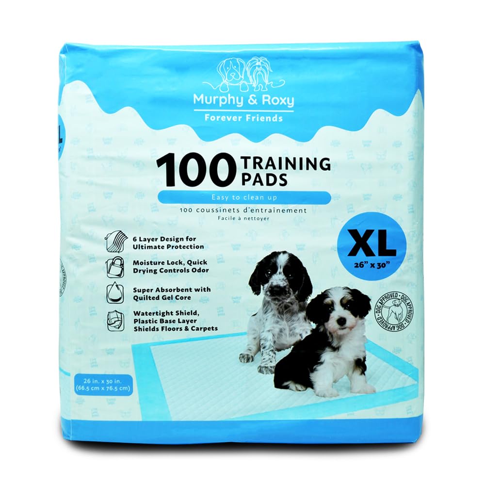 Murphy & Roxy - Assorbenti per addestramento animali domestici non profumati, super assorbenti, con nucleo in gel trapuntato e tecnologia di controllo degli odori, 66 x 76 cm (extra large)