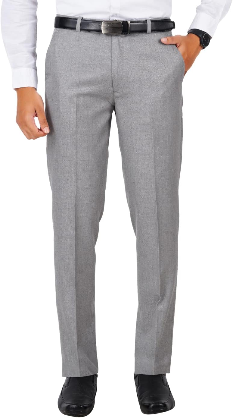 McHenry Men's Solid Formal Regular Fit Stretchable Wrinkle Free PolyViscose Trousers