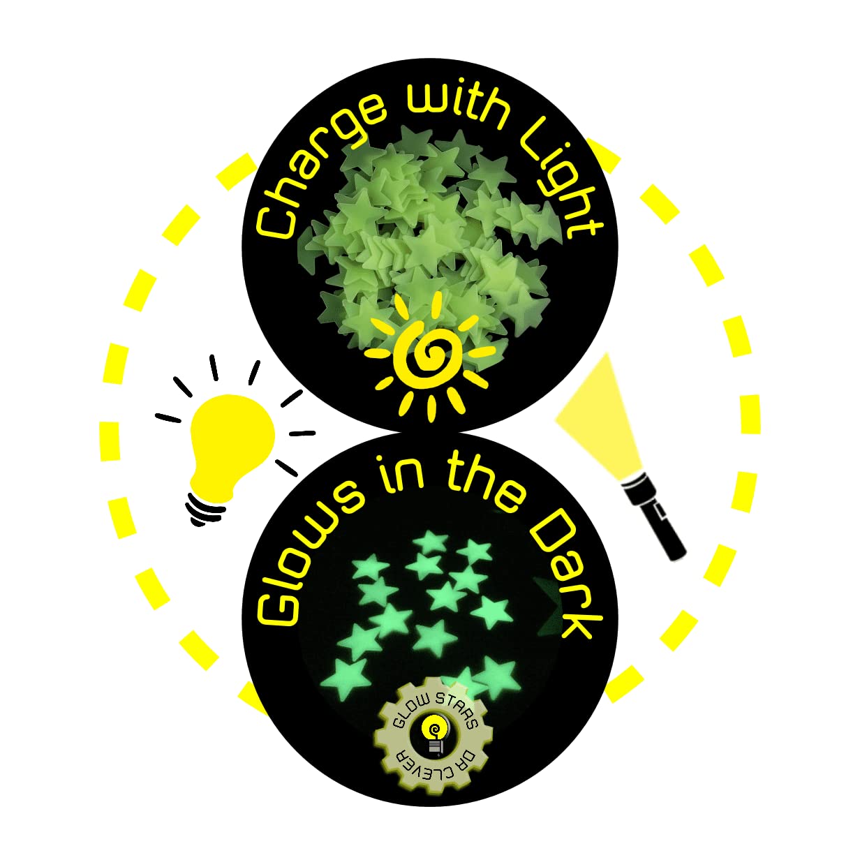 Dr CleverBrightest Glow Stars | 100 | Sticky Pads | Ideal Wall Art Decorations | Party Bags | for Children 3