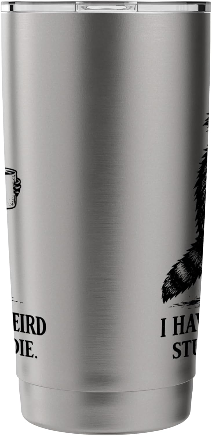 Funny Meme Raccoon I Have to Say Weird Stuff or I’ll Die Stainless Steel Insulated Tumbler - Image 4