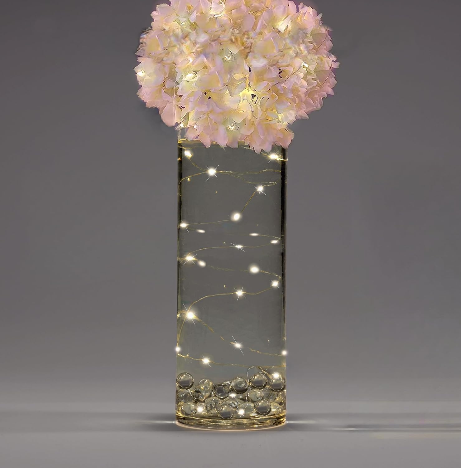 Vase Pearlfection 9 Submersible LED Fairy Lights Strings Warm White Garland- with Hidable and Submersible Batteries