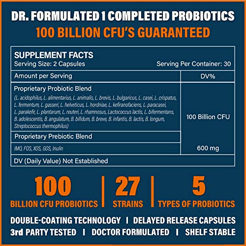 Probiotics For Men And Women - Probiotics 100 Billion Cfu, Organic Probiotics And Prebiotics, 27 Strains Acidophilus Probiotic Supplement For Gut Health, Vegan Probiotic - Digestive & Immune - 60 Caps #TOP1