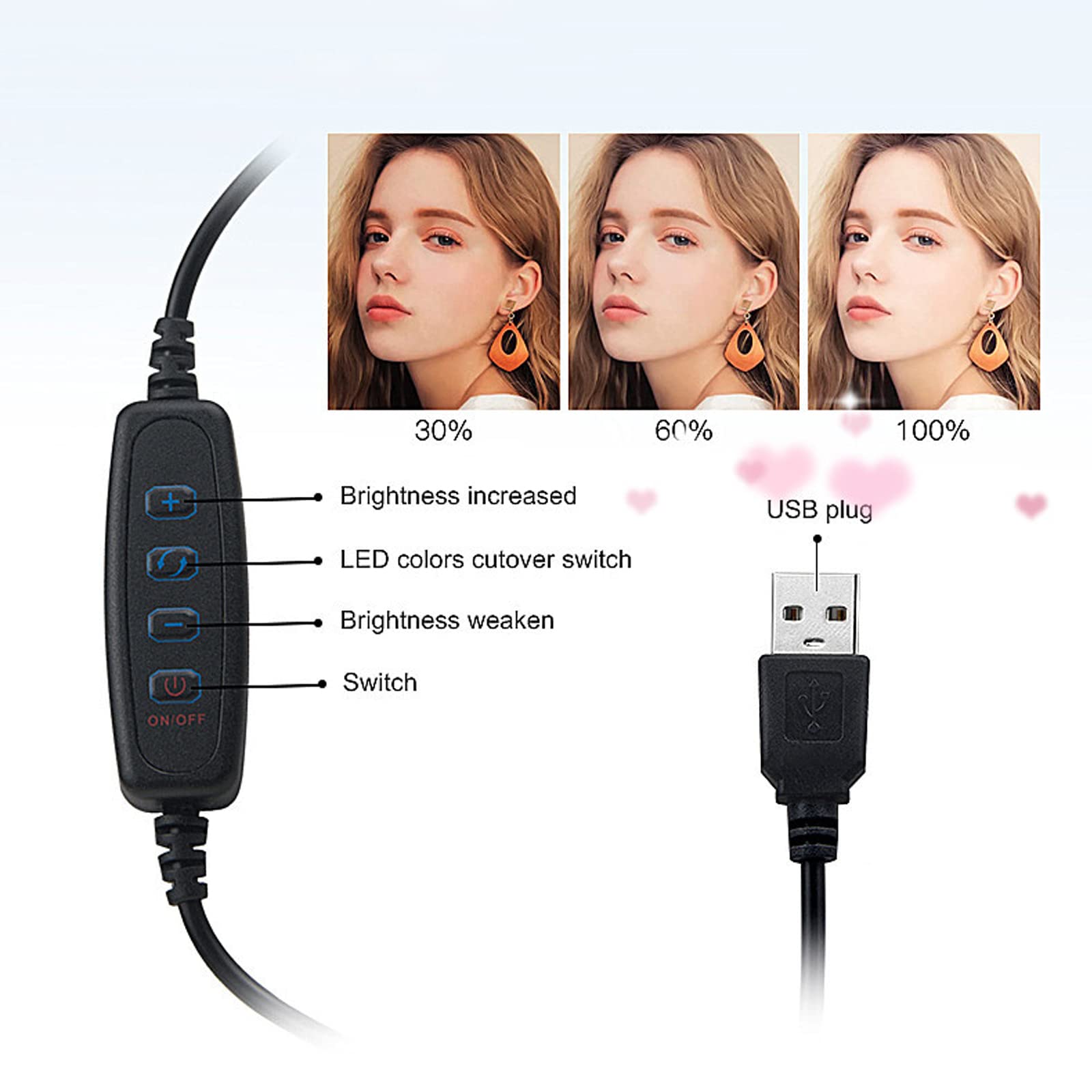 Anillo de luz de 10" con trípode y Soporte para teléfono, Anillo de luz con Soporte, teléfono, transmisión en Vivo, Maquillaje