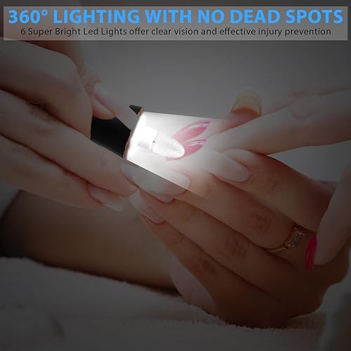 Miniatura 5 de Kit profesional de manicura y pedicura, juego de lima de uñas eléctrica inalámbrica, máquina de taladro de uñas con luz LED de 360 con pantalla LCD,