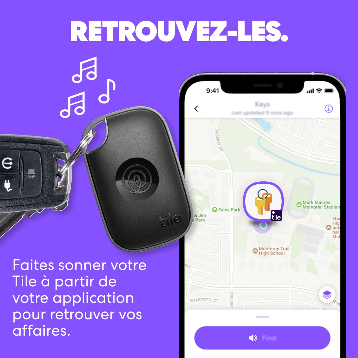 Tile by Life360 Pro (2024) - Tracker Bluetooth Puissant, détecteur de clés et localisateur d'objets pour clés, Sacs & Autres. Compatible avec iOS & Android. Tracker de téléphone. Lot de 1 (Noir)