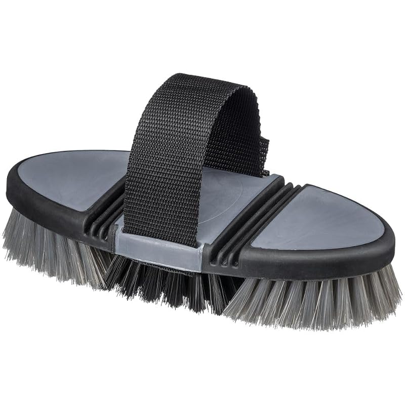 Escova de acabamento para cavalos com alça ajustável Tough 1 Great Grips Flex Grey/Black