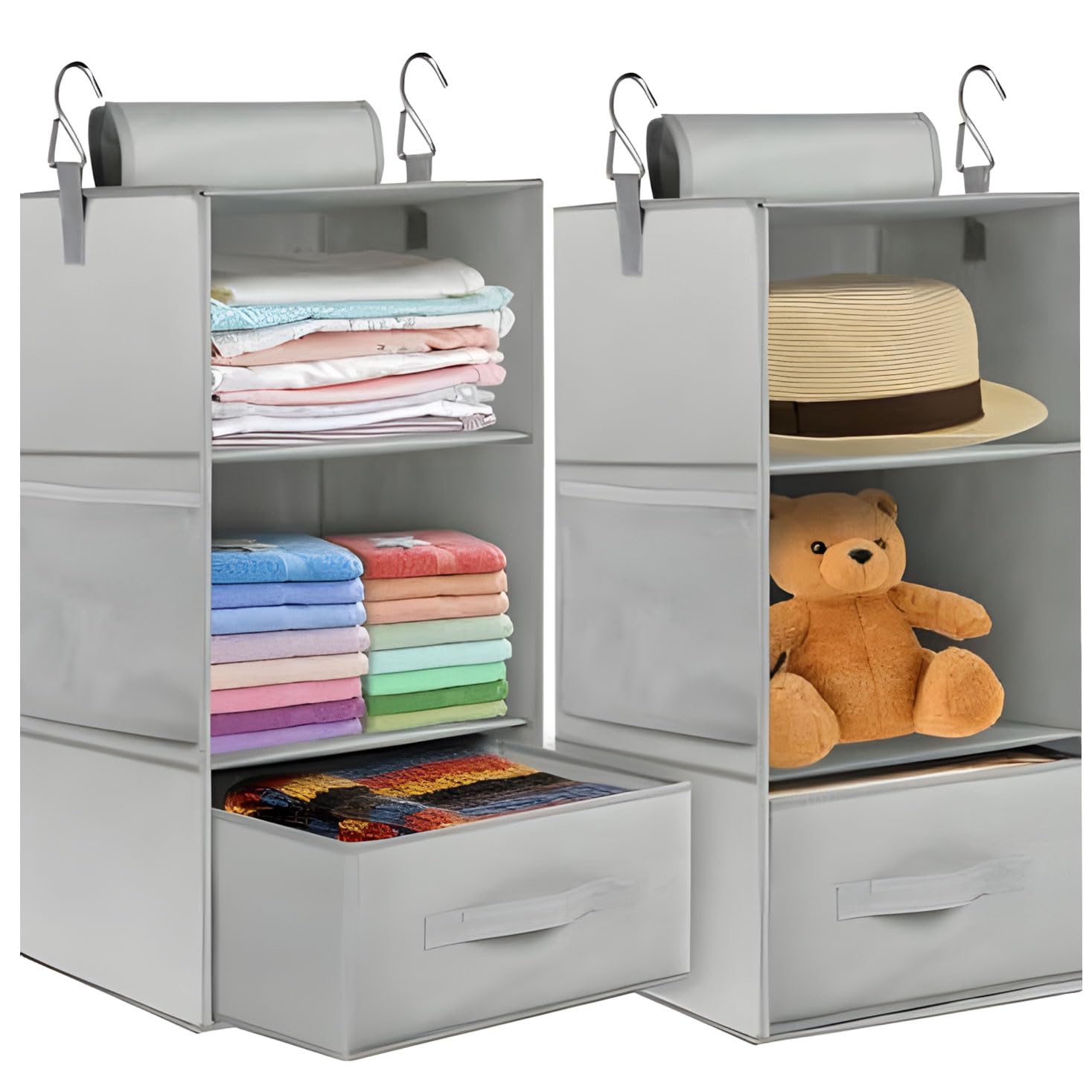 JSGHGDF 2 Pieces Space Saving Wardrobe Holders Including Board for Clothes Towels Blankets Multi Foldable Closet