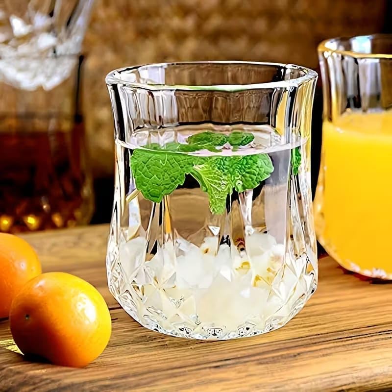 Image of PrimeWorld Long Champ Crystal Whiskey Glasses Set of 6 - 200 ml Premium Bar Glasses for Bourbon, Whisky, Scotch, Cocktails & Cognac | Elegant Old Fashioned Crystal Tumblers for Home Bar & Gifting