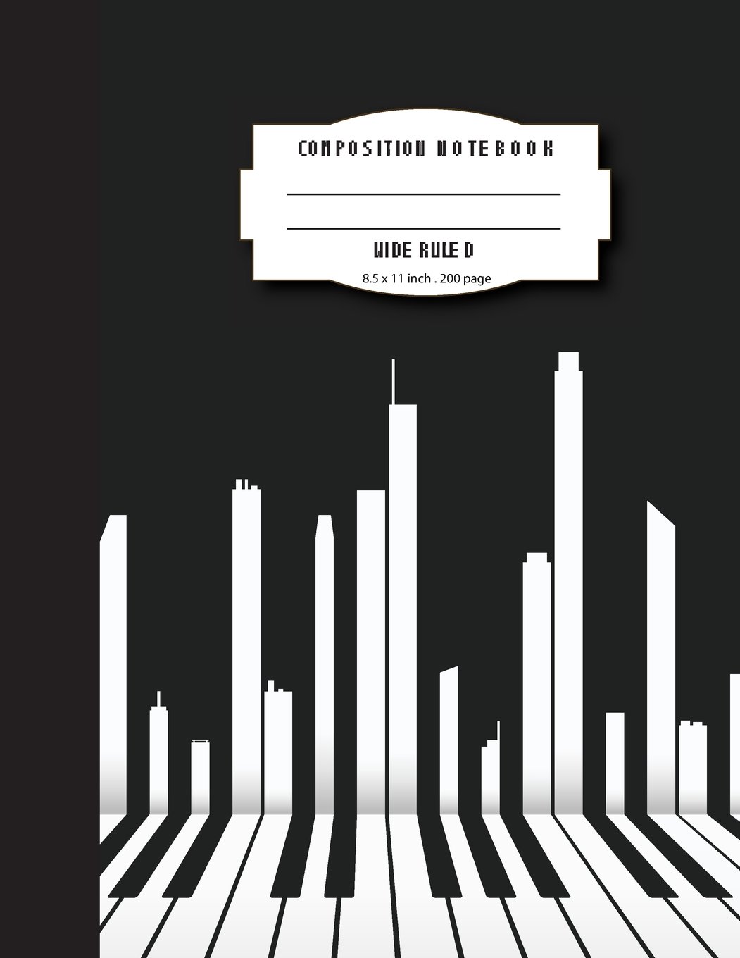 Composition notebook wide ruled 8.5 x 11 inch 200 page, Classic piano: Large composition book journal for school student/teacher/office