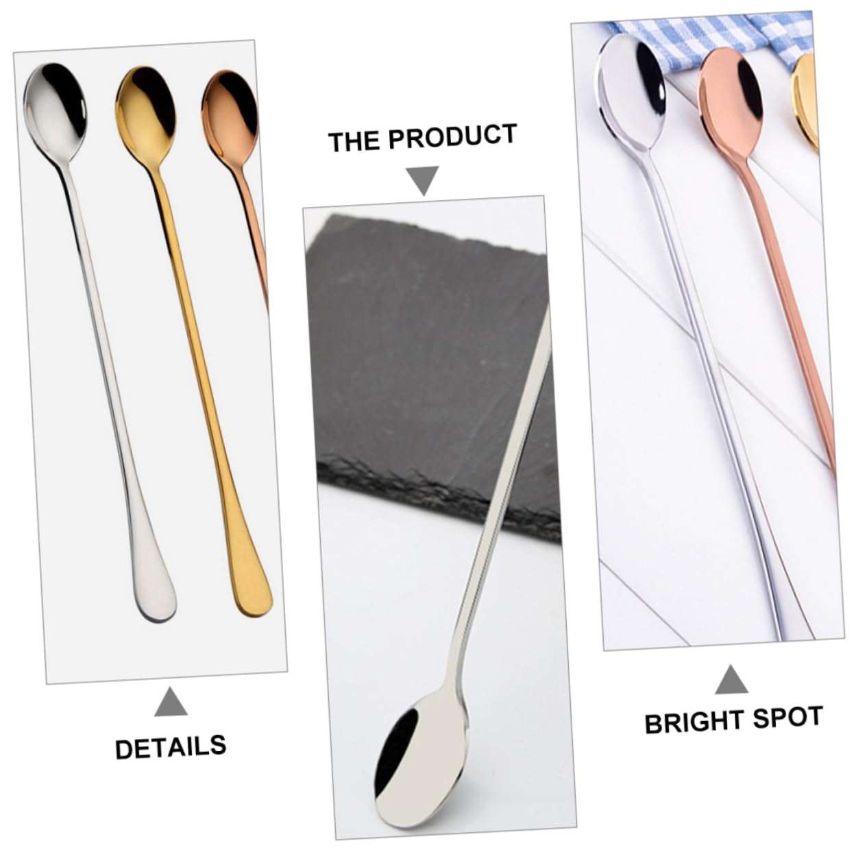 4pcs Stainless Steel Ice Spoon Stainless Mixing Spoon Stainless Spoon Stainless Ice Scoop Stainless Ladle Creative Mixing Spoon Household Spoon Kitchen Tableware Kitchen Supplies