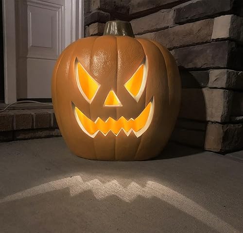 Linterna de calabaza de Halloween de 21 pulgadas con bombillas LED preiluminadas, decoraciones de calabaza de Halloween para interiores y