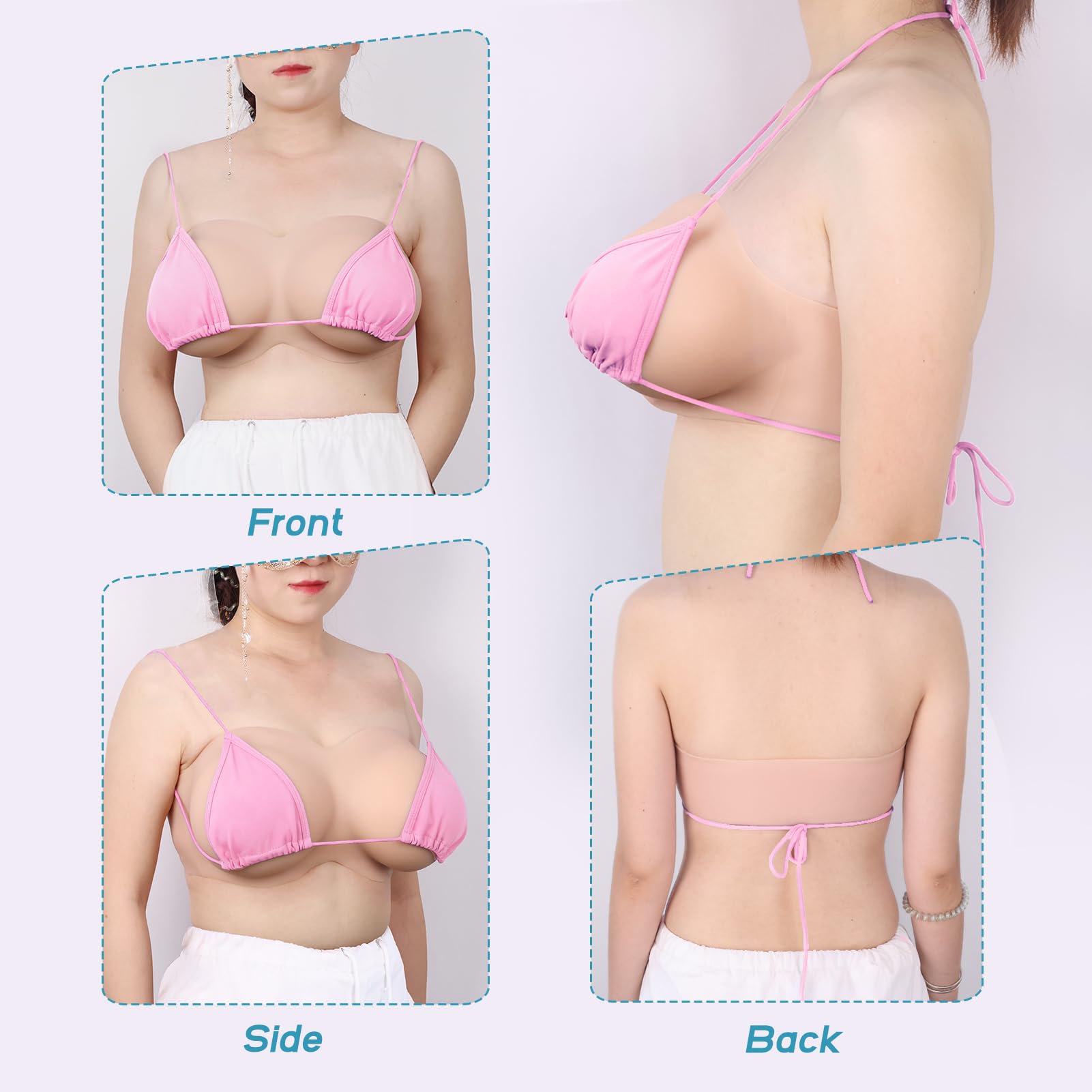 Forme del Seno in Silicone Petti Finti Riempito di Cotone Crop Top Donna Tubo con Scollo a V Petto Finto per Uomini Crossdresser Transgender Mastectomia Protesi