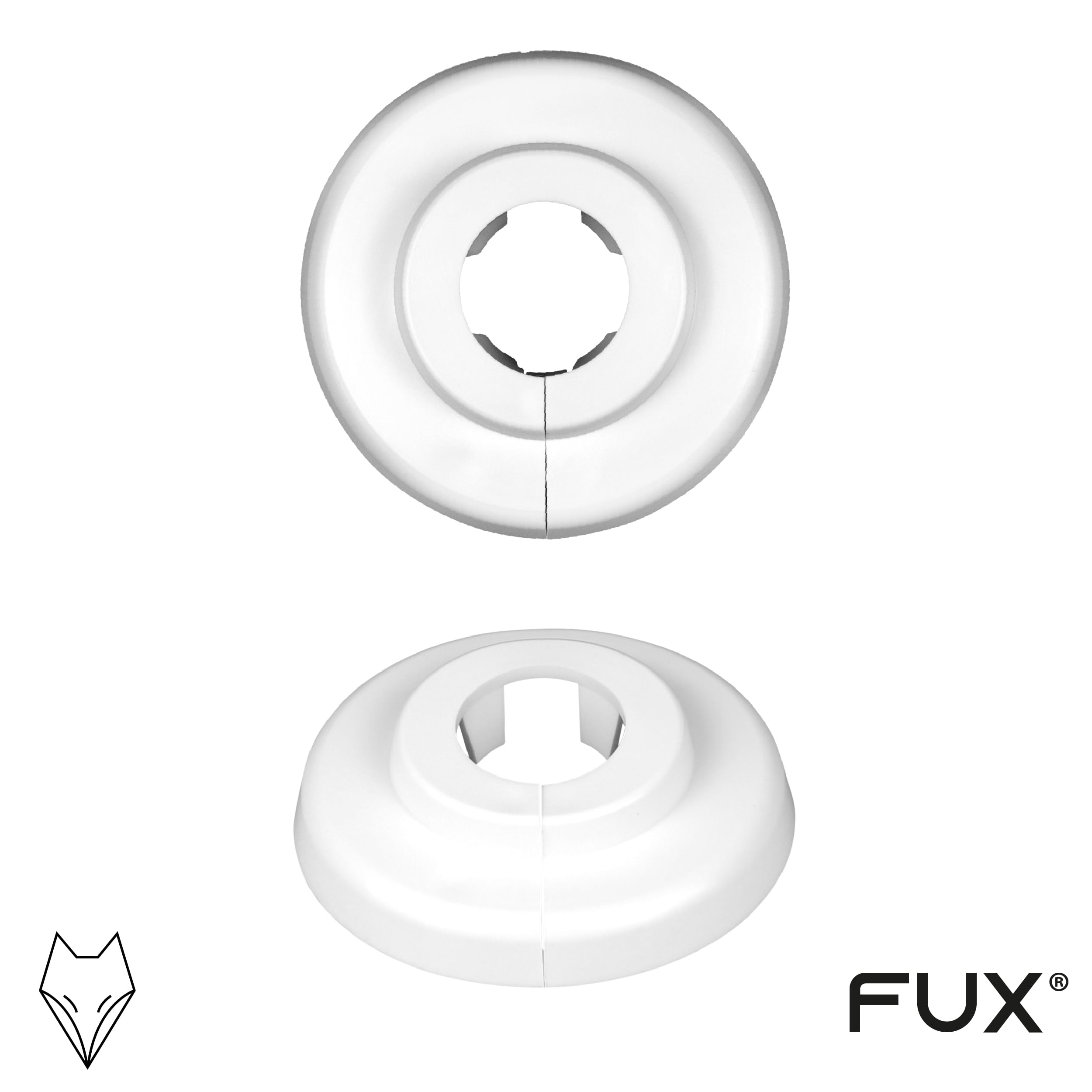 FUX Copri Tubi Termosifoni - 10 Rosette per Termosifone 18mm, Bianco (RAL 9016) - Copertura per Tubi Riscaldamento, Rosette Termosifoni, Accessori Termosifoni