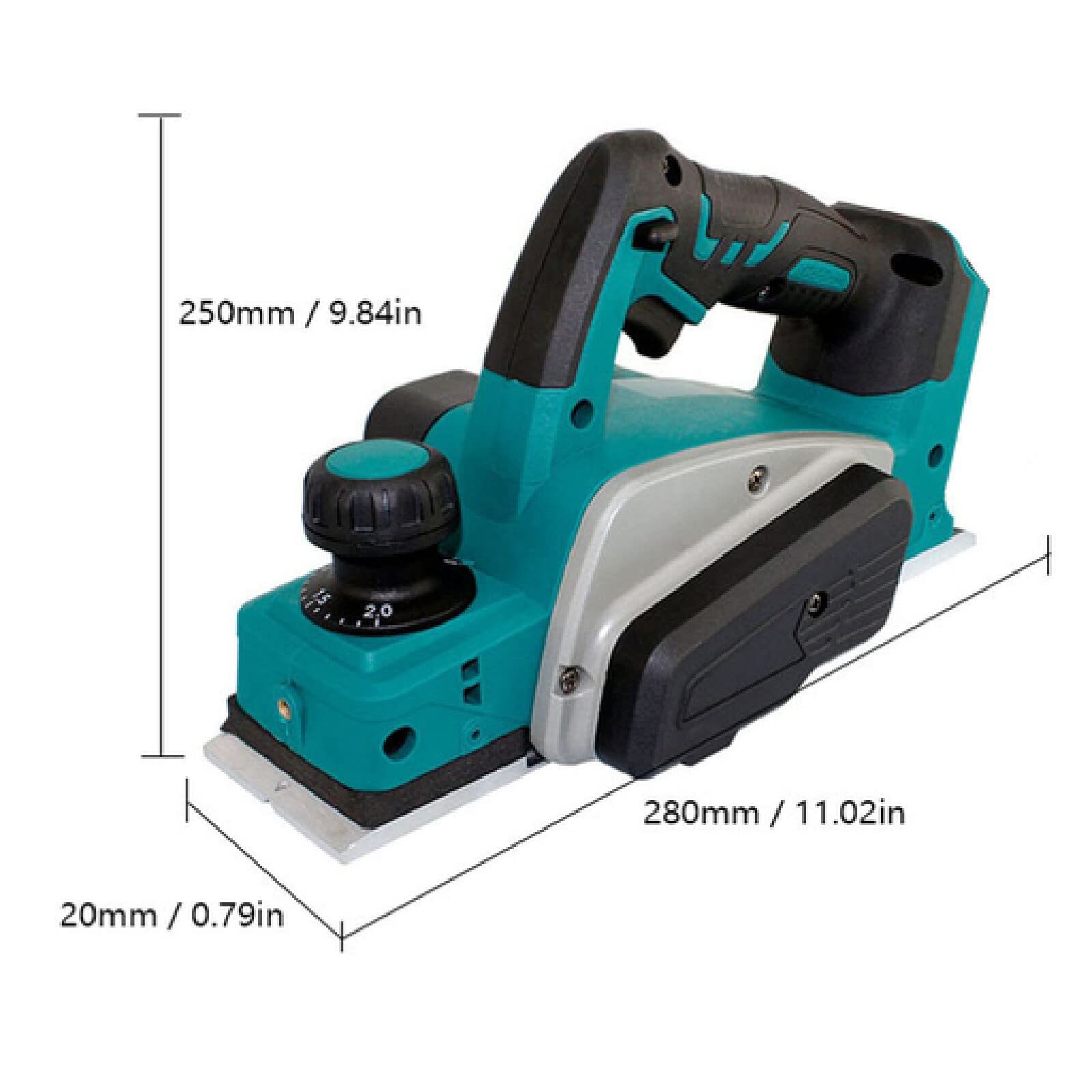 Cepillo Eléctrico para Madera, Cepillo para Madera Brushless y 2 Conbatería, Anchura de Cepillado: 82 mm, Profundidad de Cepillado: 0-2 mm, Herramienta de Chaflán para Carpintería