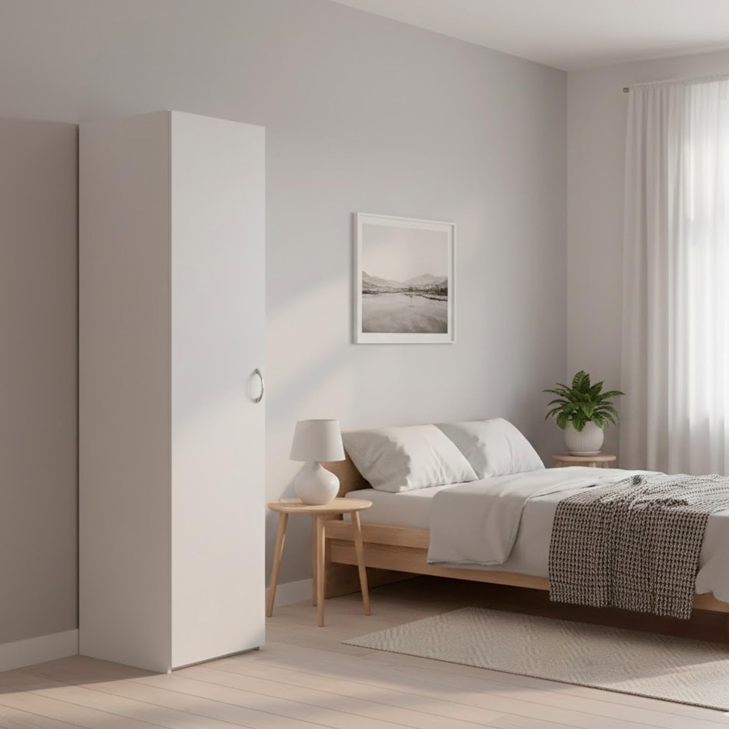 Bricozone Armadio 1 Anta Salvaspazio Mobile Compatto Con Ripiani Interni Design Moderno Minimal Colore Bianco Per Ingresso Bagno Lavanderia Camera Da Letto
