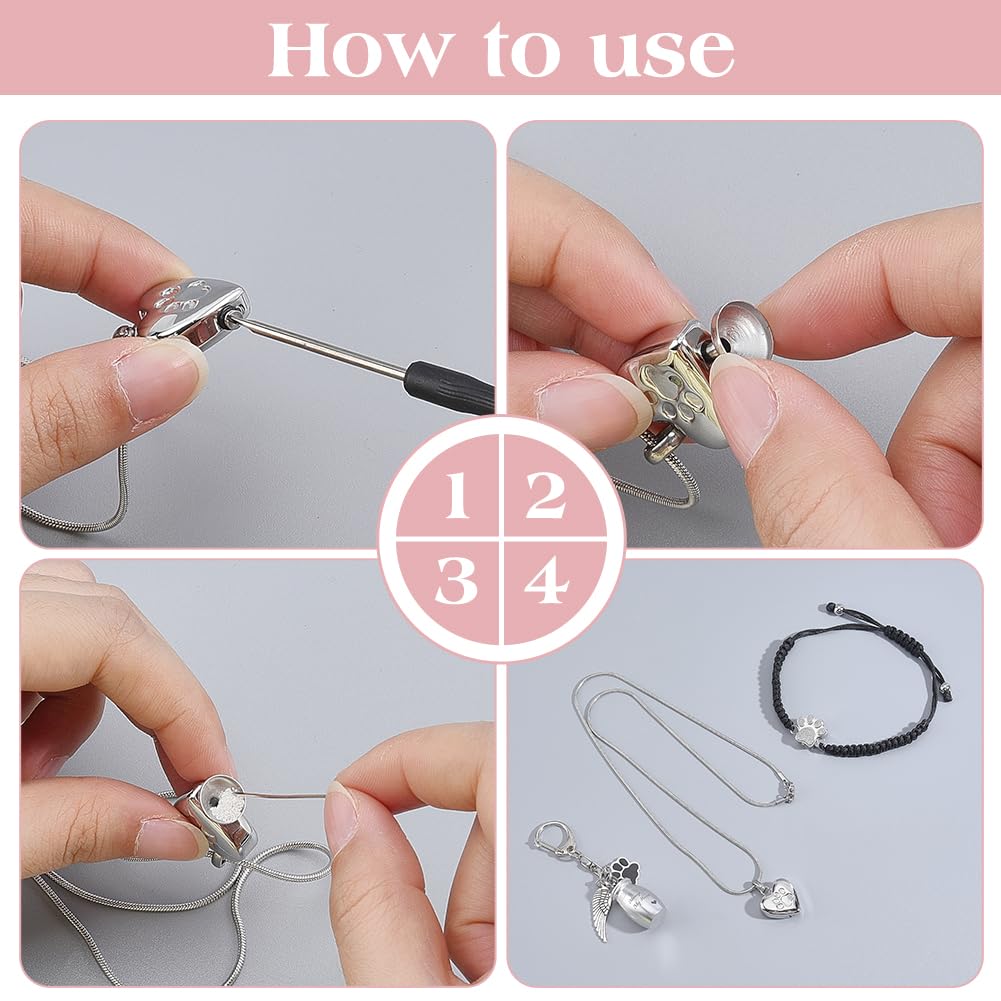NBEADS 1 juego de joyas de cremación para cenizas de mascotas, llavero de urnas de perro, collar de urna de corazón de gato, pulsera con huella de pata, recuerdo conmemorativo para cenizas con kit de