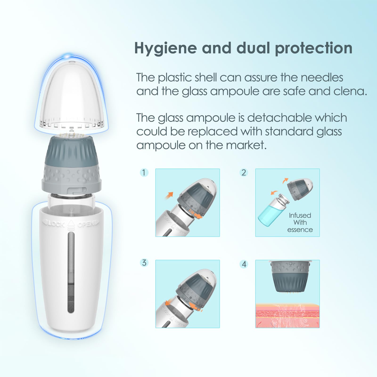 Hydra Needle 24 Derma Stamp, Adjustable Microneedling Pin Length 0~1.5mm 24 Pins Derma Roller - Image 3