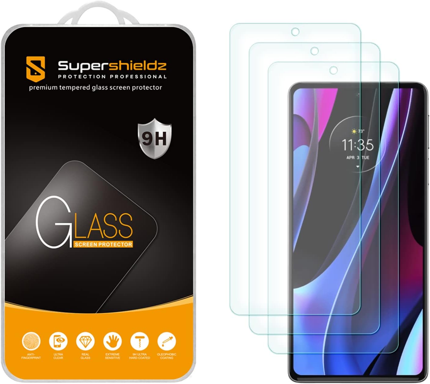 (3 Pack) Designed for Motorola Edge+ / Plus (2022 Model Only) and Motorola Edge+ / Plus 5G UW Tempered Glass Screen Protector, Anti Scratch, Bubble Free