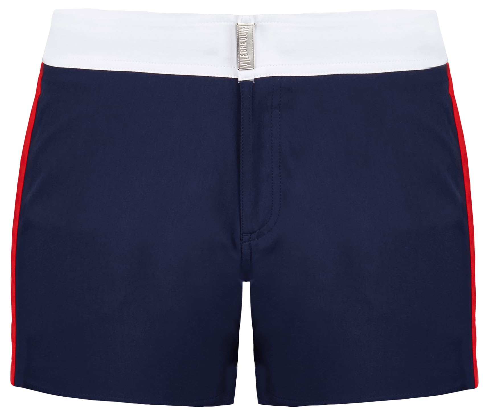 Vilebrequin Men Stretch Swim Trunks Flat Belt, XXXL, Navy Blue