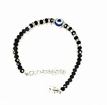 SassyVilla Evil eye bracelet for women Black crystel beads bracelet with Evileye Najarbattu bracelates for Girls Adjustable length