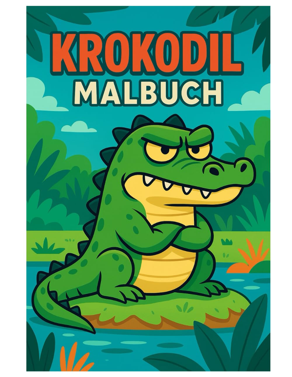 Krokodil Malbuch: 50 witzige Ausmalbilder des grimmigen Sumpfbewohners – Für Kinder und Erwachsene zum Ausmalen und Schmunzeln