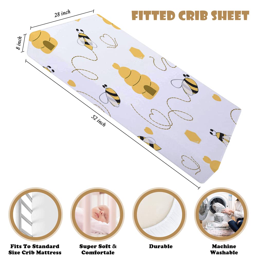 Premium Bassinet Sheets for Standard Bassinets, Bee Honeycomb Honey, Ultra-Soft Microfiber, Safe and Snug for Baby Gentle to Baby’S Sensitive Skin