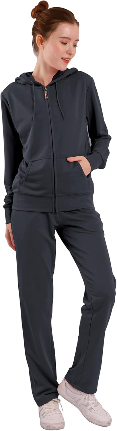 LeeHanTon Tracksuit Sets Womens 2 Piece Sweatsuits Fashion Cozy Fleece Zip Up Hoodies and Sweatpants Jogging Sets