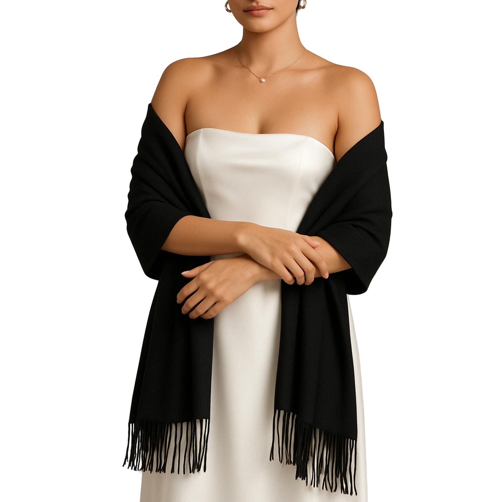 RIIQIICHY Sciarpa Scialle Donna Stola Invernale Pashmina Elegante Cerimonia Con Frange