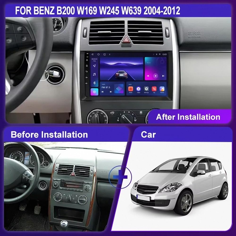 Bezprzewodowy System Audio Dla Apple Carplay dla Benz B200 Vito Viano W169 W245 2004-2014 Aktualizacje Ota, Tryby Portretowy I Poziomy, Kamera Cofania, Bluetooth, Sterowanie, 4 Rdzeń 2G+32G