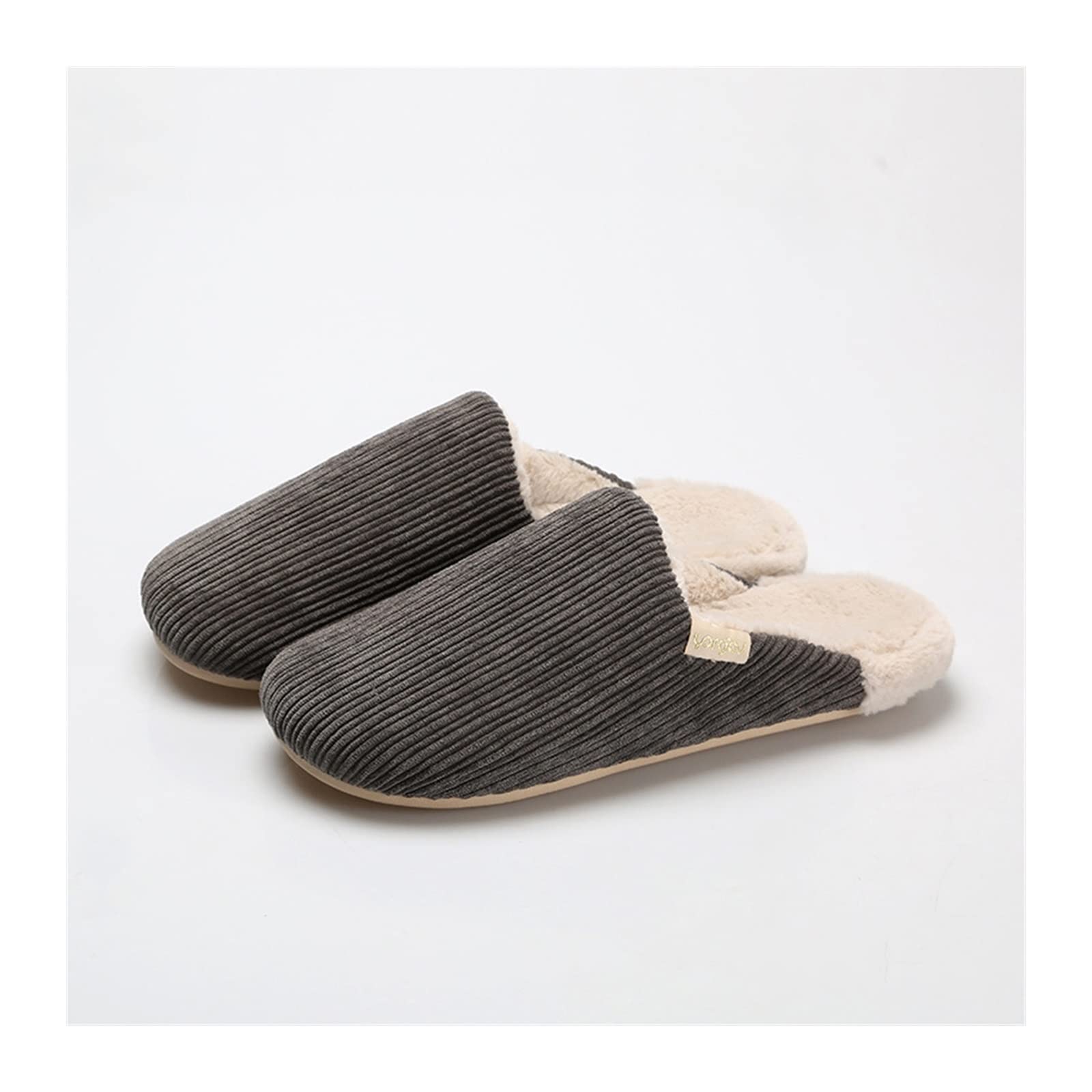 SISWIM Cotton Home Slippers House Bedroom Slippers for Women Indoor and Outdoor with Fuzzy Lining Memory Foam Soft Comfortable Non-Slip Winter Slippers Slippers (Color : Gray, Size : 44-45)