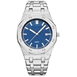 Men's Watches, Royalty Stainless Steel Quartz Movement Date Male Clock Waterproof Luminous Hands Casual Business Wrist Watches for Men