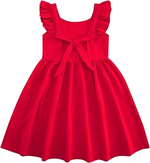 Little Girls Tie Back Dress Kids Vintage Sundress Casual Sleeveless Dresses 3-7 Years - Buy now