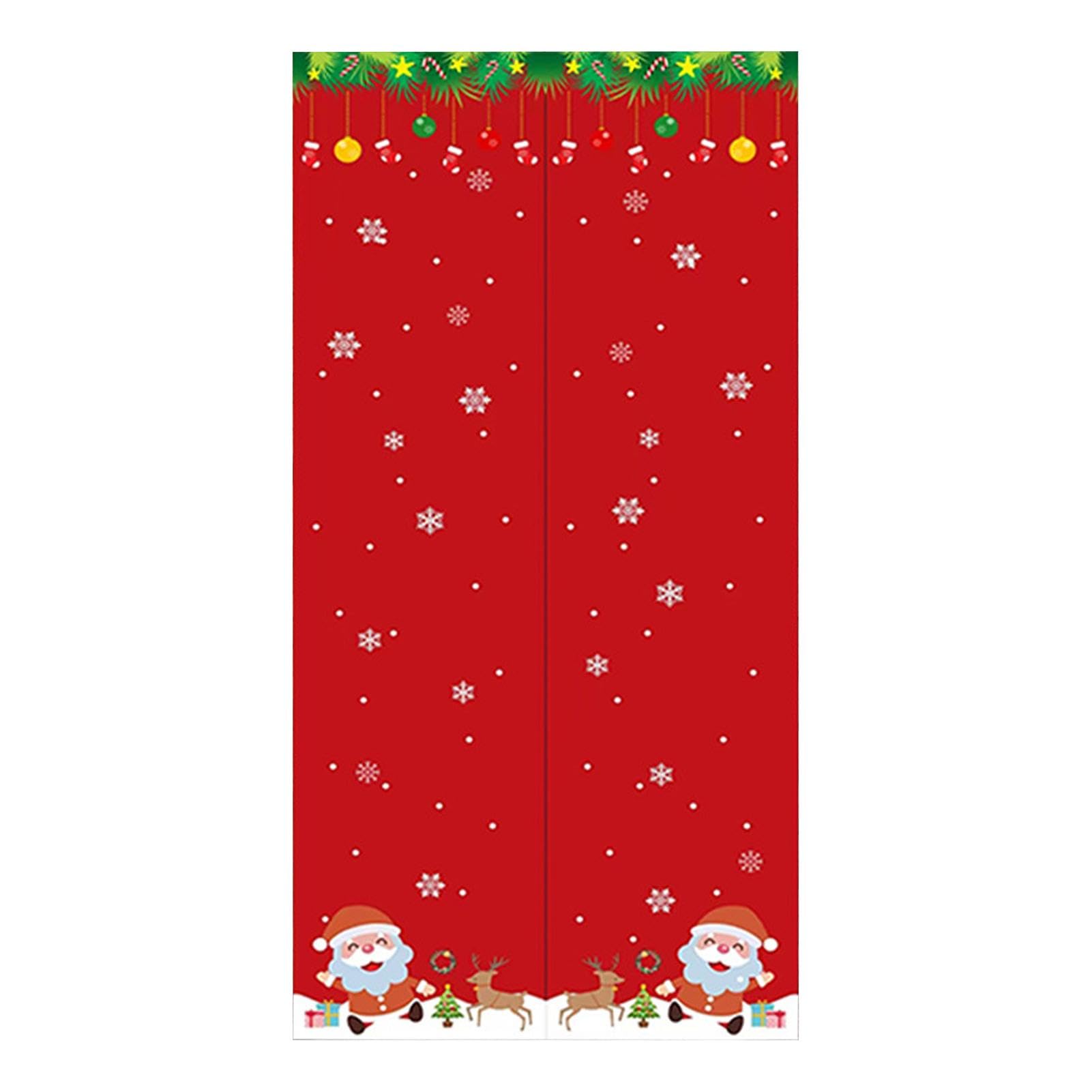 Rideaux de Noël magnétiques thermiques 94x203 cm pour porte vitrée coulissante à motif flocons