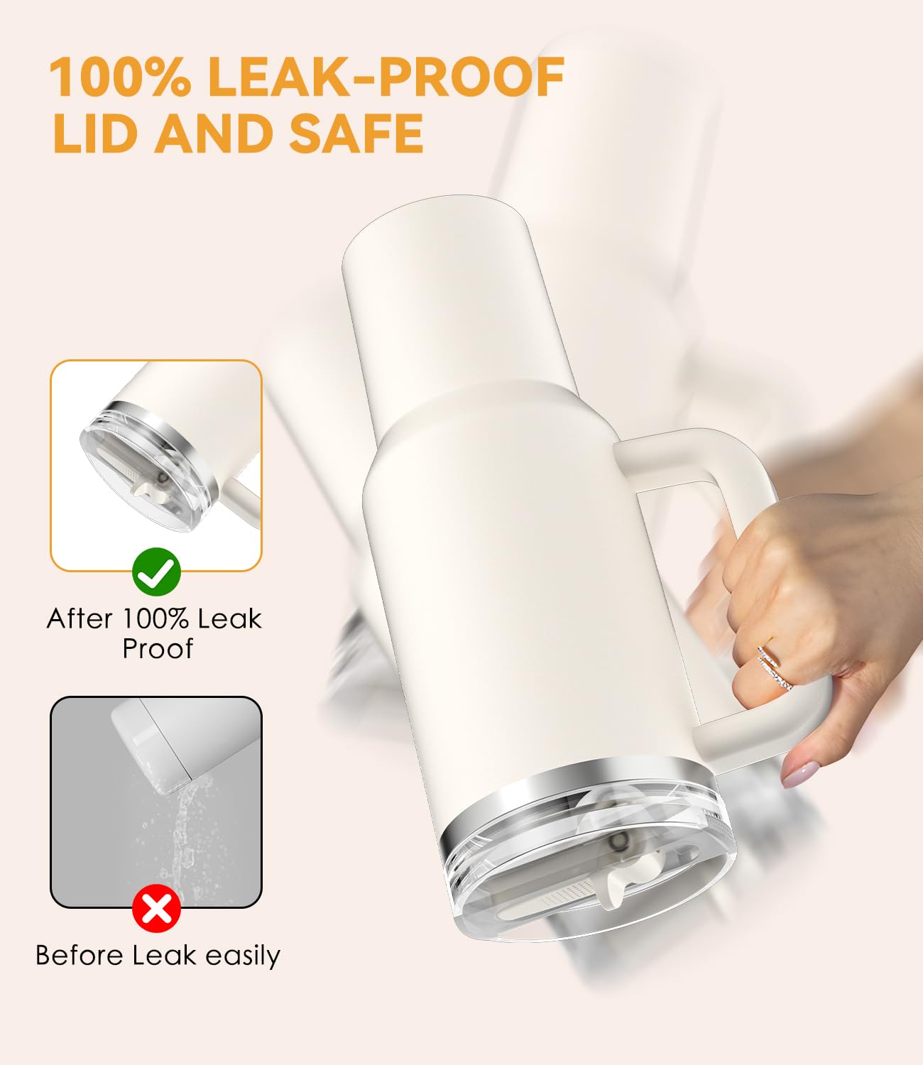 CloudValley [2 Pezzi] Coperchio per Stanley Quencher 30 oz, Coperchi in PC Antigoccia Accessori, Cup Lid con Cannuccia Pieghevole [Rimovibili e Facile da Pulire] Riutilizzabili e Antiperdita, Bianco