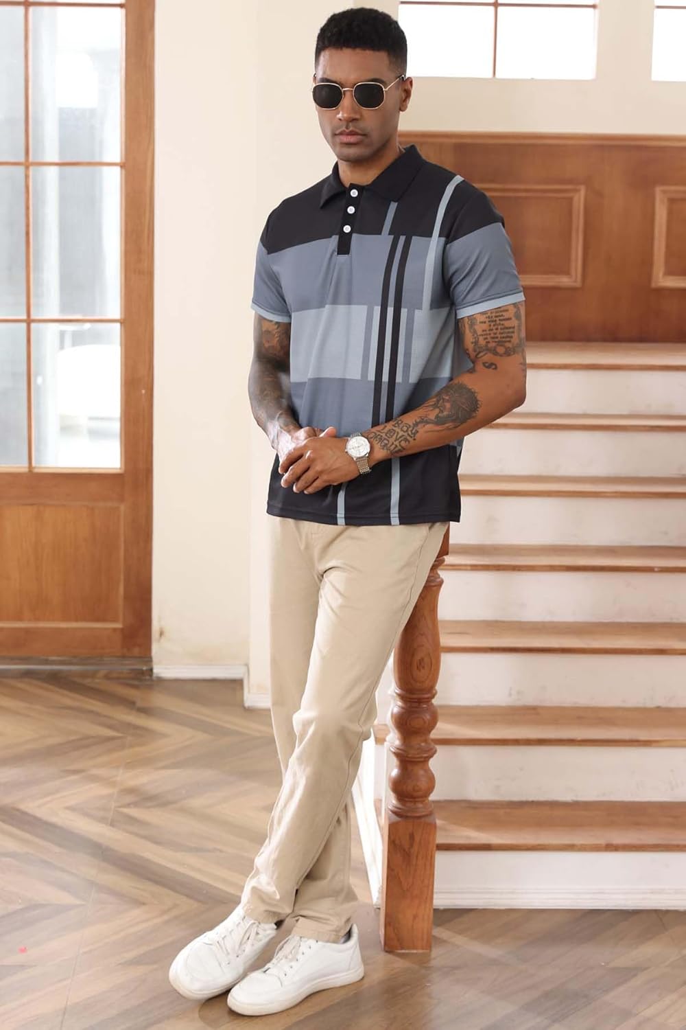 EndoraDore Men's Short Sleeve Polo Shirts Casual Golf Printed T-Shirts Summer Sport Moisture Wicking Performance Shirt - Image 6