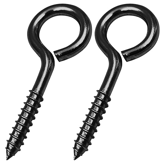 5 Inch Black Heavy Duty Eye Hooks, Stainless Steel Eye Bolts Screw in