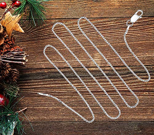 925 Sterling Silver .8Mm Box Chain - Nickel Free Italian Crafted Necklace For Women 100% - Excellent Quality Super Thin Lightweight But Strong - Best On Amazon - Lobster-Claw-Clasps, 24 Inch #TOP2