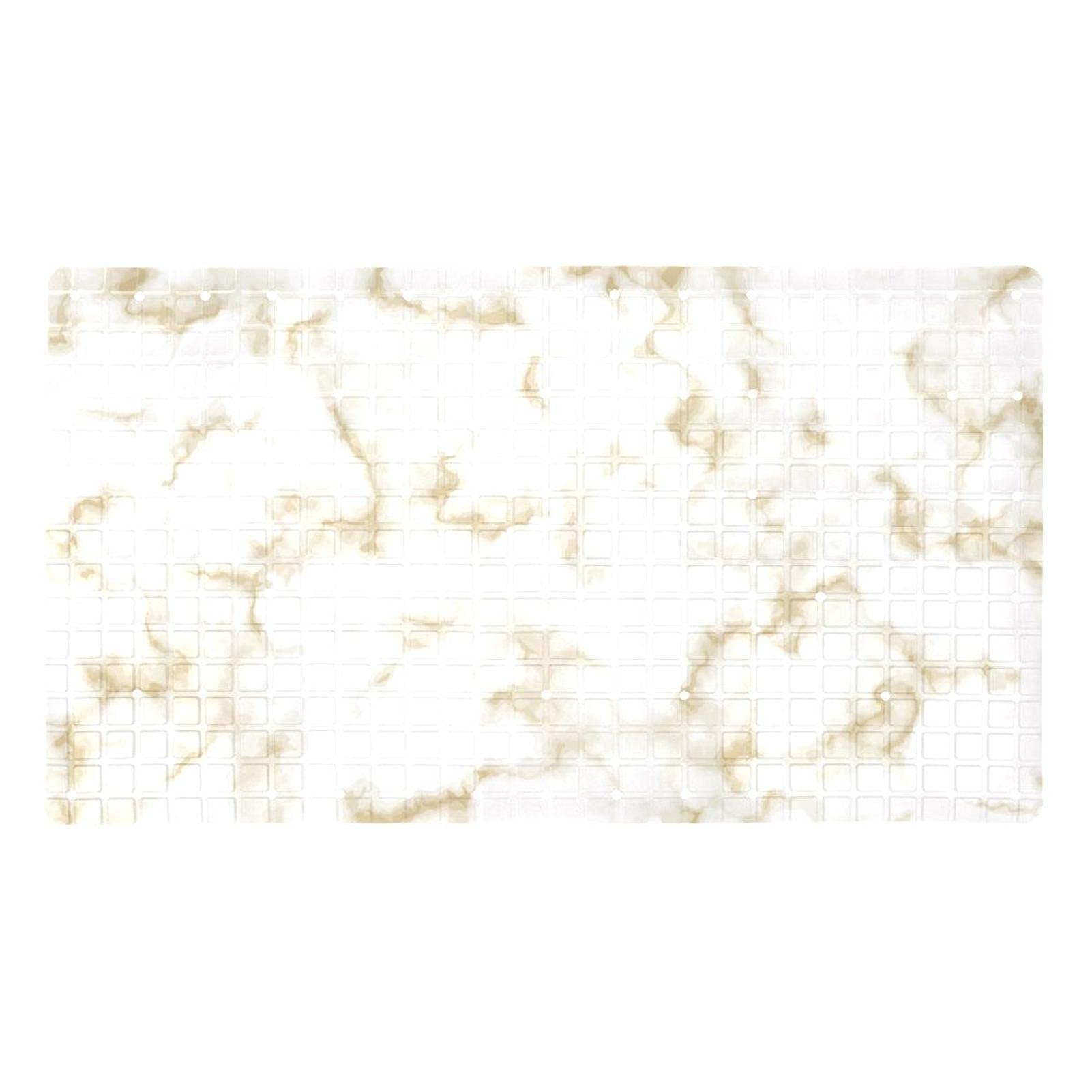 Tapis de bain antidérapant en PVC marbre marron avec ventouses pour douche